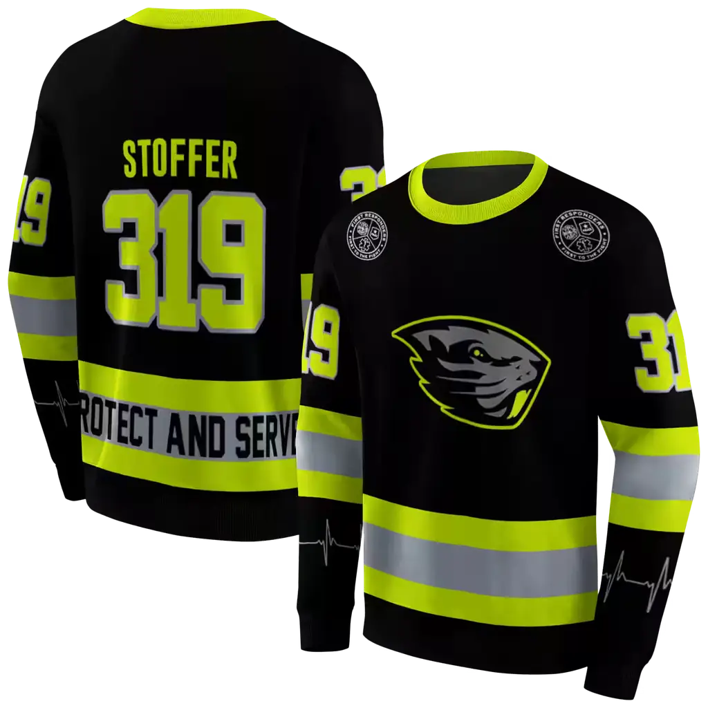 custom oregon state beavers safety motif black neon green hoodie premium grade custom oregon state beavers safety motif black neon green hoodie premium grade