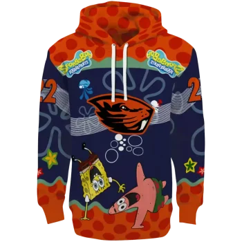 custom oregon state beavers spongebob patrick star orange navy hoodie best selling
