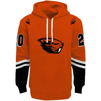 custom oregon state beavers striped sleeves orange hoodie best selling
