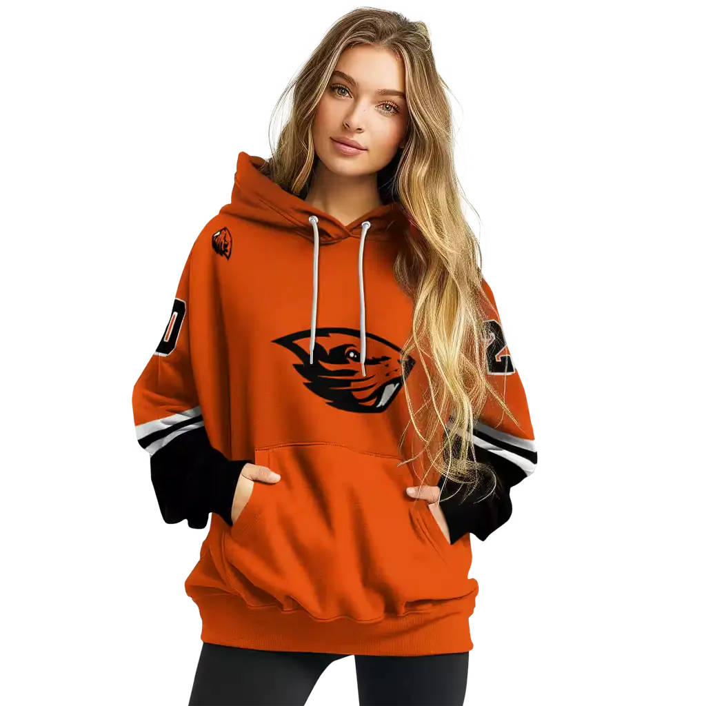 custom oregon state beavers striped sleeves orange hoodie high quality custom oregon state beavers striped sleeves orange hoodie high quality