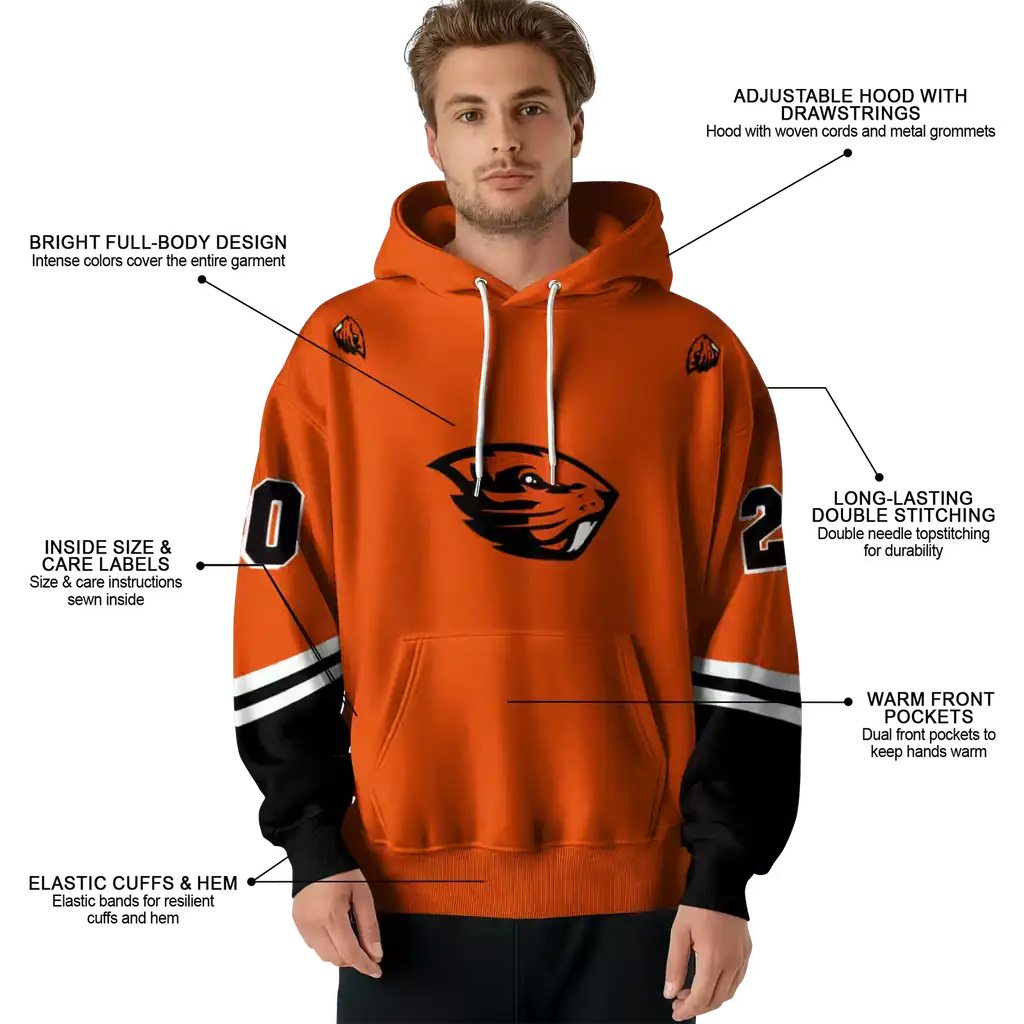 custom oregon state beavers striped sleeves orange hoodie latest model custom oregon state beavers striped sleeves orange hoodie latest model