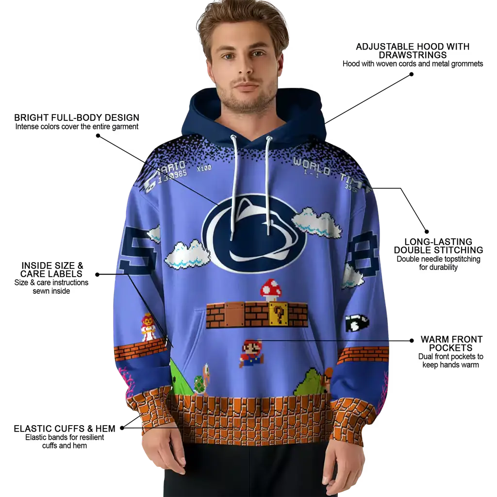 custom penn state nittany lions mario blue black hoodie latest model custom penn state nittany lions mario blue black hoodie latest model