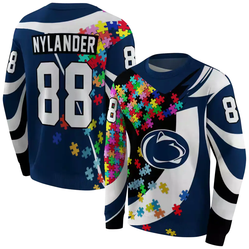 custom penn state nittany lions puzzle pieces blue hoodie premium grade custom penn state nittany lions puzzle pieces blue hoodie premium grade