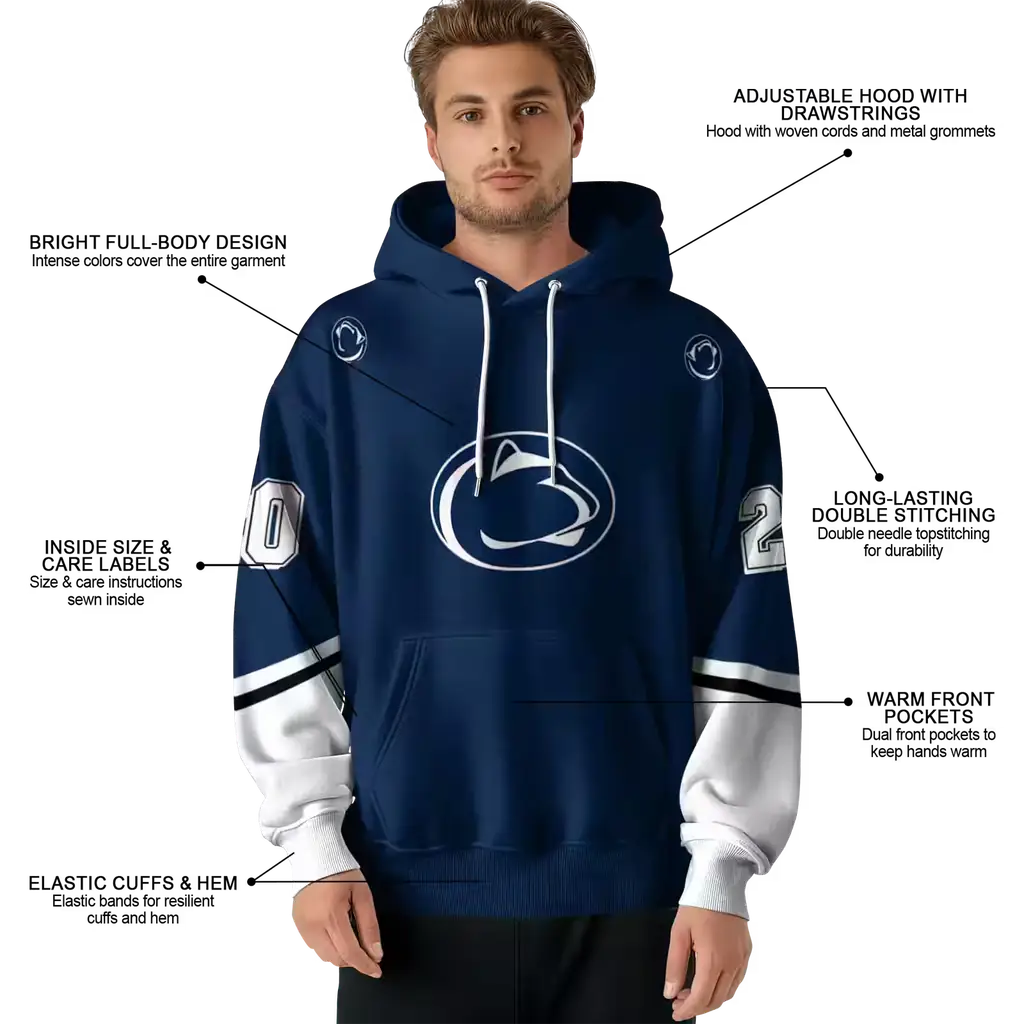 custom penn state nittany lions striped sleeves blue hoodie latest model custom penn state nittany lions striped sleeves blue hoodie latest model