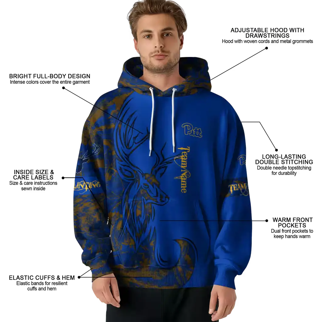 custom pittsburgh panthers deer silhouette royal blue hoodie latest model custom pittsburgh panthers deer silhouette royal blue hoodie latest model