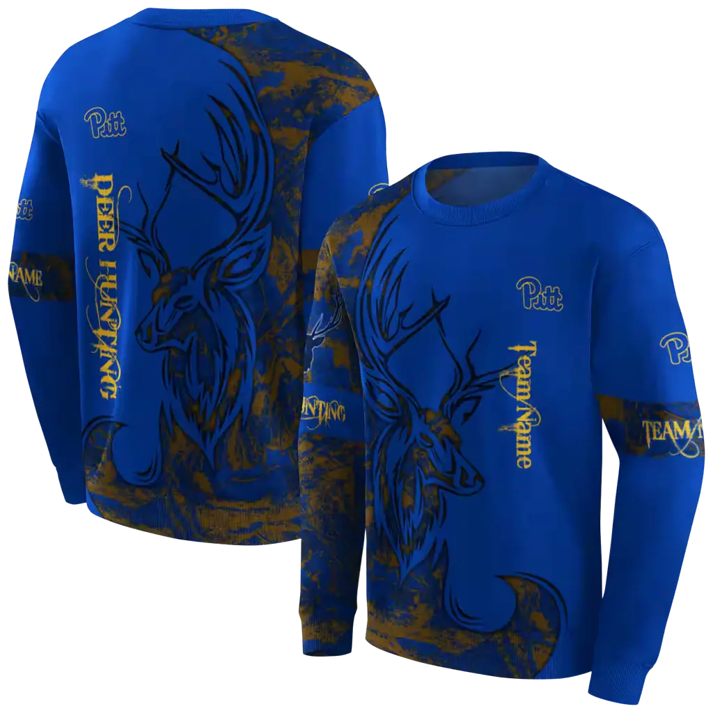 custom pittsburgh panthers deer silhouette royal blue hoodie premium grade custom pittsburgh panthers deer silhouette royal blue hoodie premium grade