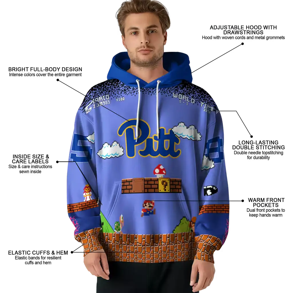 custom pittsburgh panthers mario blue black hoodie latest model custom pittsburgh panthers mario blue black hoodie latest model