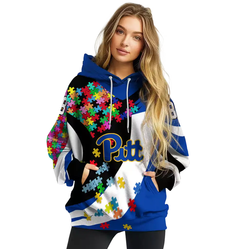 custom pittsburgh panthers puzzle pieces royal blue hoodie high quality custom pittsburgh panthers puzzle pieces royal blue hoodie high quality