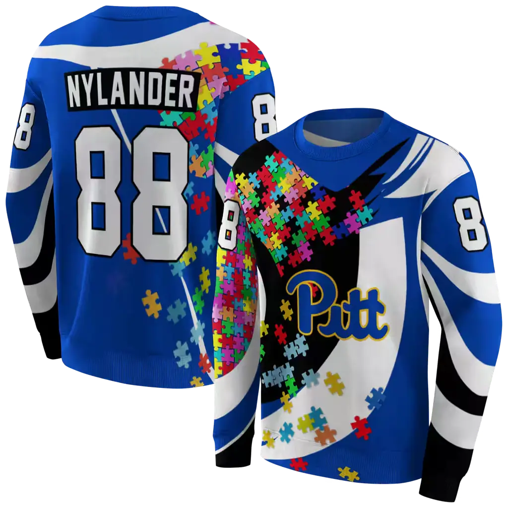 custom pittsburgh panthers puzzle pieces royal blue hoodie premium grade custom pittsburgh panthers puzzle pieces royal blue hoodie premium grade