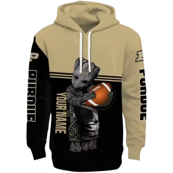 custom purdue boilermakers baby groot gold black hoodie best selling