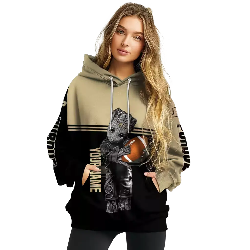 custom purdue boilermakers baby groot gold black hoodie high quality custom purdue boilermakers baby groot gold black hoodie high quality