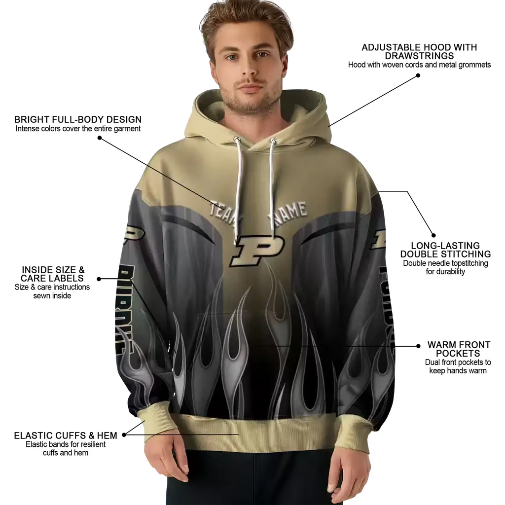 custom purdue boilermakers flame design gold hoodie latest model custom purdue boilermakers flame design gold hoodie latest model