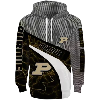 custom purdue boilermakers hexagonal mesh gold black gray hoodie best selling