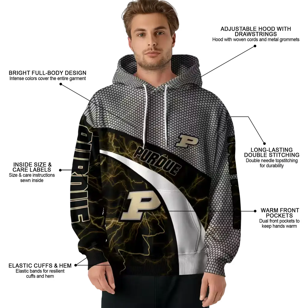 custom purdue boilermakers hexagonal mesh gold black gray hoodie latest model custom purdue boilermakers hexagonal mesh gold black gray hoodie latest model