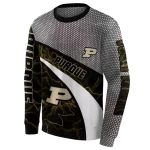 custom purdue boilermakers hexagonal mesh gold black gray hoodie best selling