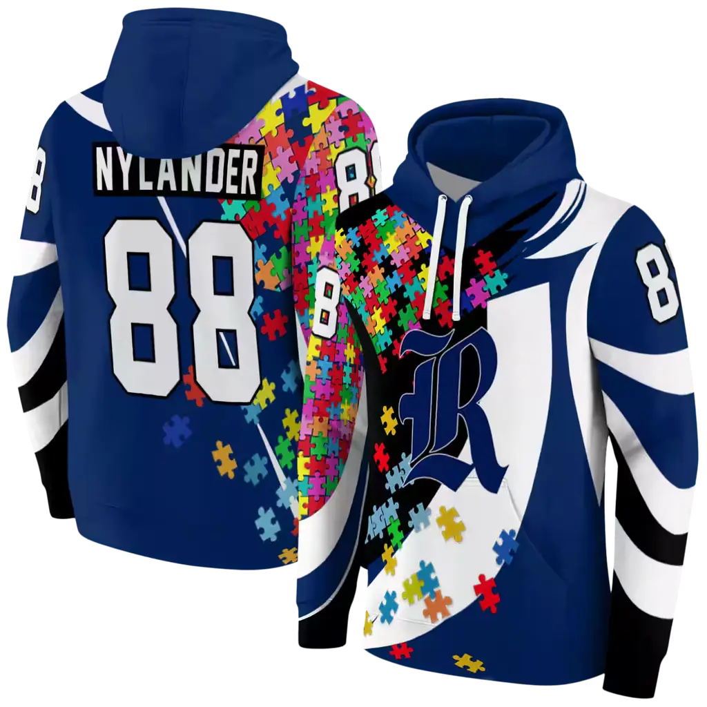 custom rice owls puzzle pieces navy blue hoodie fashion forward custom rice owls puzzle pieces navy blue hoodie fashion forward