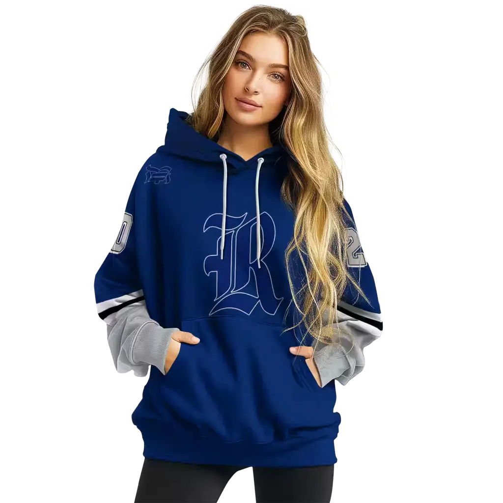 custom rice owls striped sleeves navy blue hoodie high quality custom rice owls striped sleeves navy blue hoodie high quality