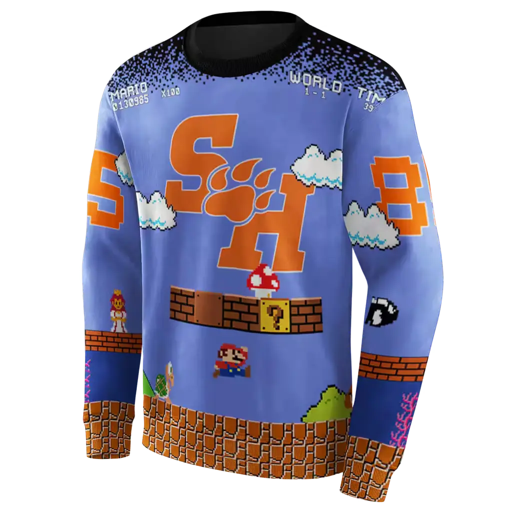 custom sam houston bearkats mario blue black hoodie new arrival custom sam houston bearkats mario blue black hoodie new arrival