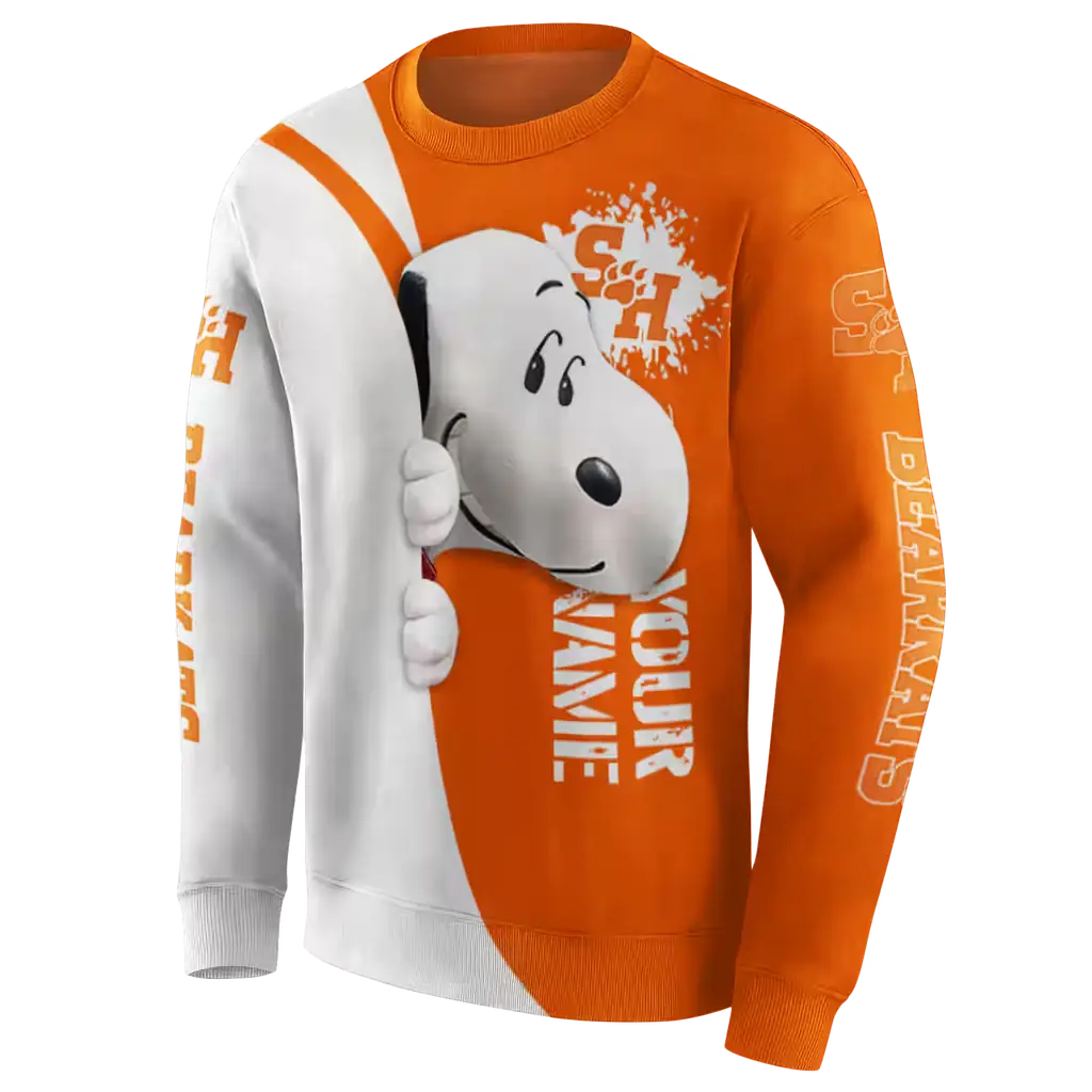 custom sam houston bearkats peeking snoopy orange hoodie new arrival custom sam houston bearkats peeking snoopy orange hoodie new arrival