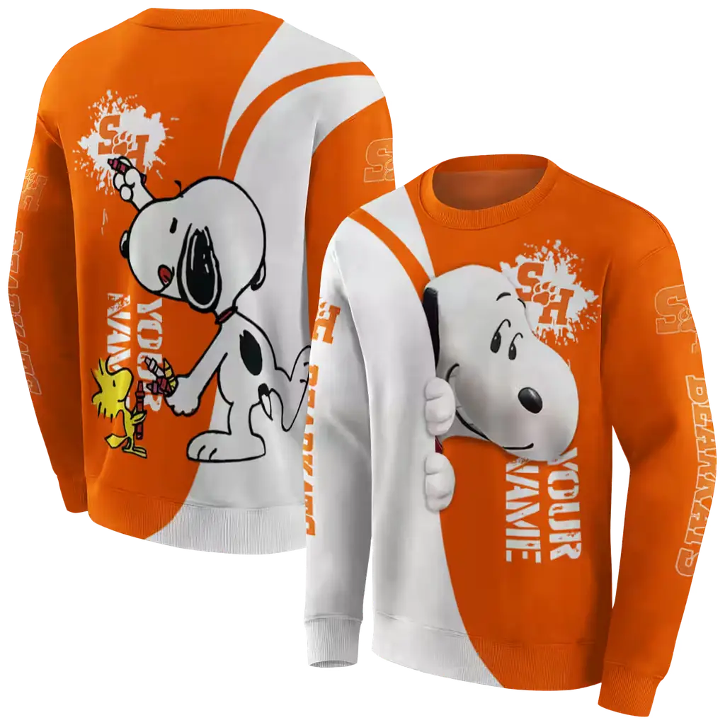 custom sam houston bearkats peeking snoopy orange hoodie premium grade custom sam houston bearkats peeking snoopy orange hoodie premium grade