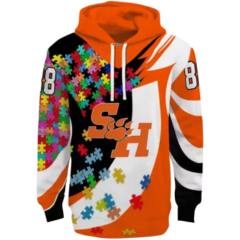 custom sam houston bearkats puzzle pieces orange hoodie best selling