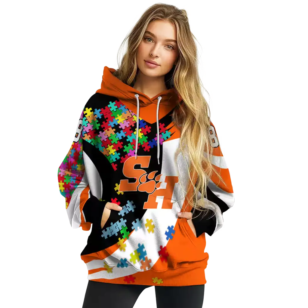custom sam houston bearkats puzzle pieces orange hoodie high quality custom sam houston bearkats puzzle pieces orange hoodie high quality