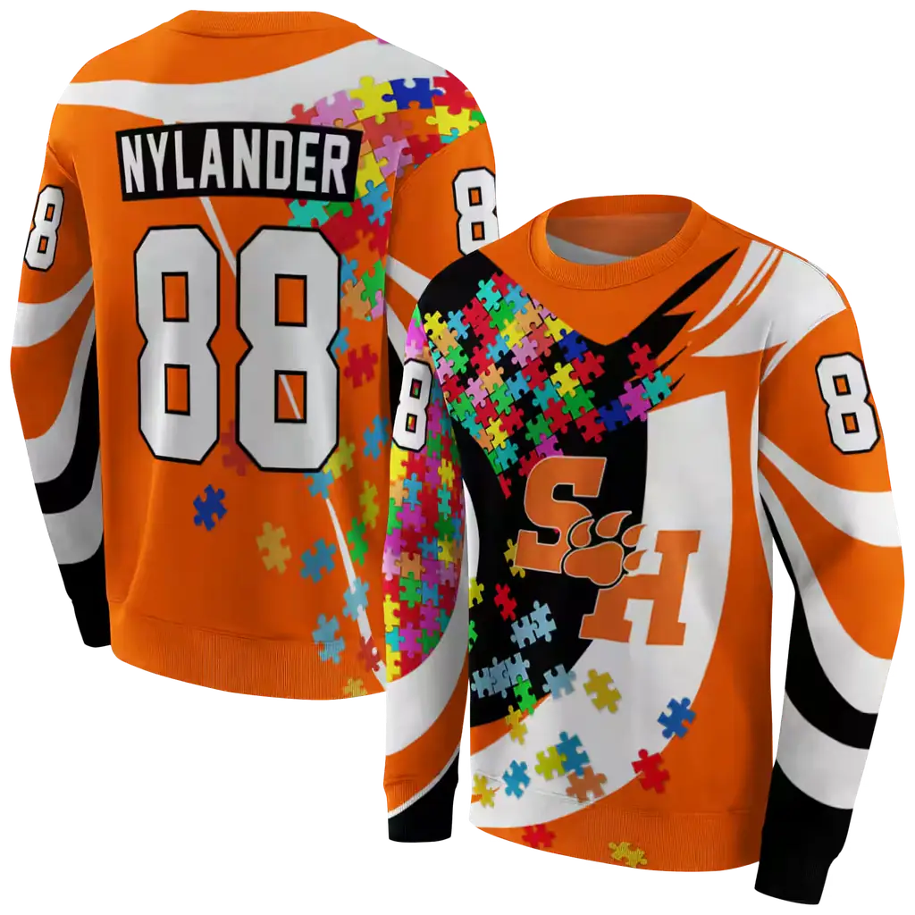 custom sam houston bearkats puzzle pieces orange hoodie premium grade custom sam houston bearkats puzzle pieces orange hoodie premium grade