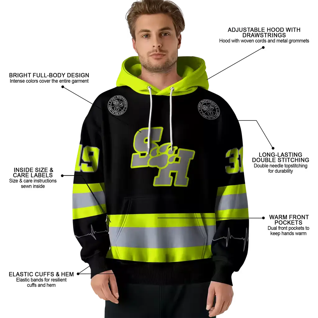 custom sam houston bearkats safety motif black neon green hoodie latest model custom sam houston bearkats safety motif black neon green hoodie latest model