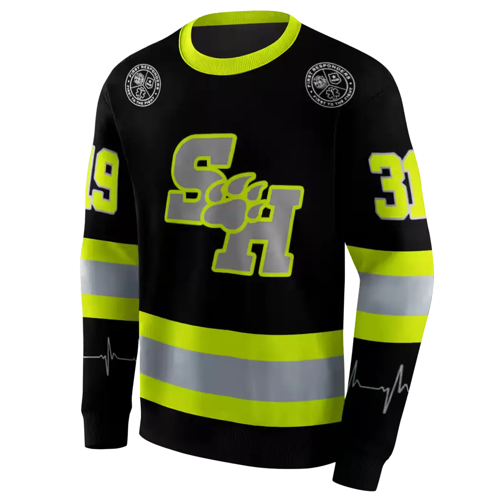 custom sam houston bearkats safety motif black neon green hoodie new arrival custom sam houston bearkats safety motif black neon green hoodie new arrival