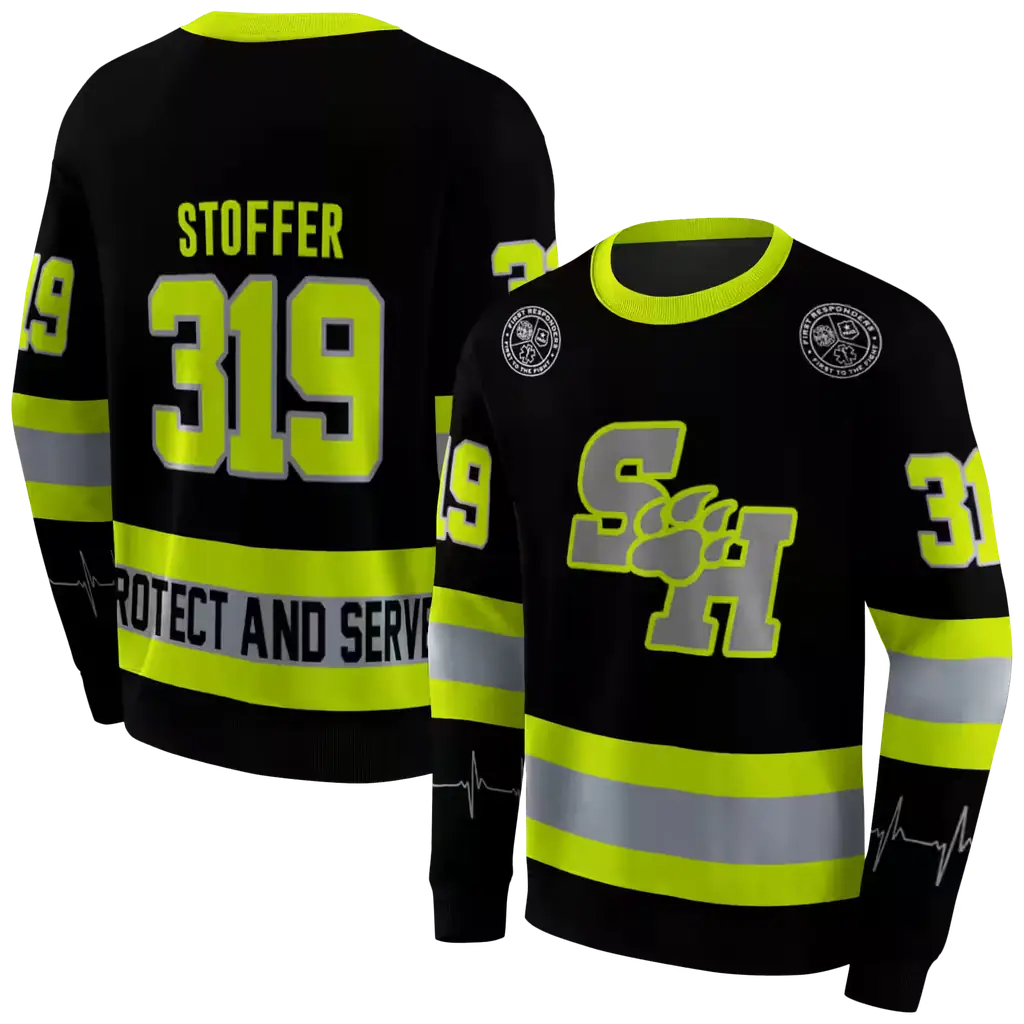 custom sam houston bearkats safety motif black neon green hoodie premium grade custom sam houston bearkats safety motif black neon green hoodie premium grade