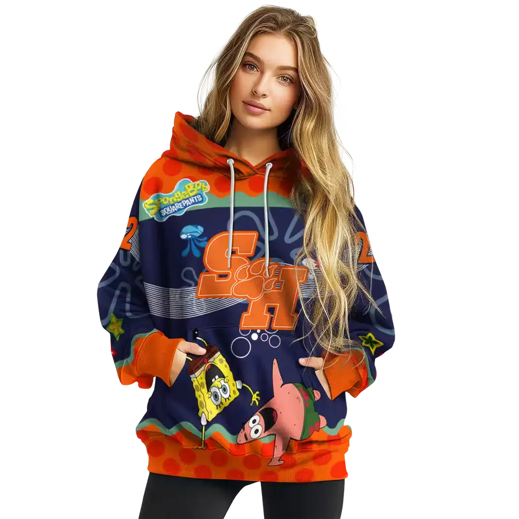 custom sam houston bearkats spongebob patrick star orange navy hoodie high quality custom sam houston bearkats spongebob patrick star orange navy hoodie high quality