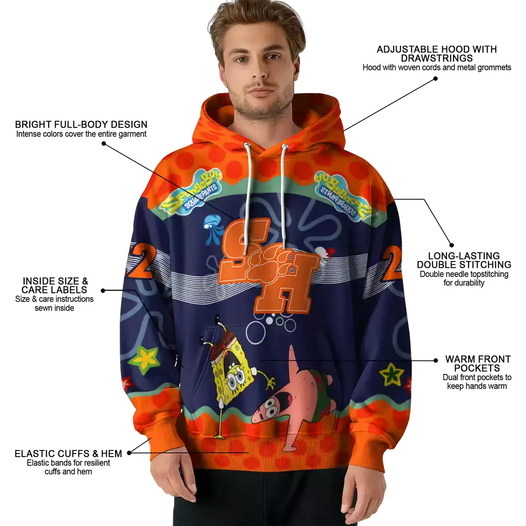 custom sam houston bearkats spongebob patrick star orange navy hoodie latest model custom sam houston bearkats spongebob patrick star orange navy hoodie latest model