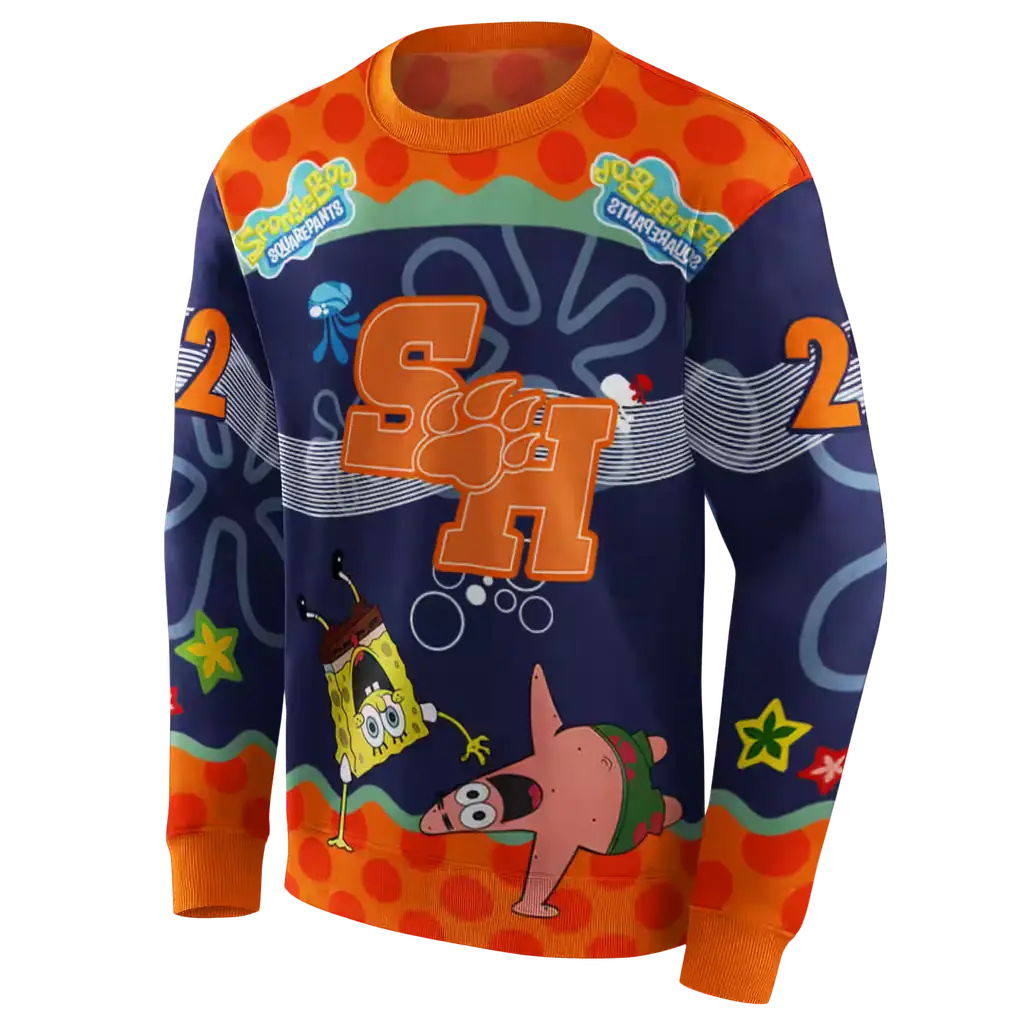 custom sam houston bearkats spongebob patrick star orange navy hoodie new arrival custom sam houston bearkats spongebob patrick star orange navy hoodie new arrival