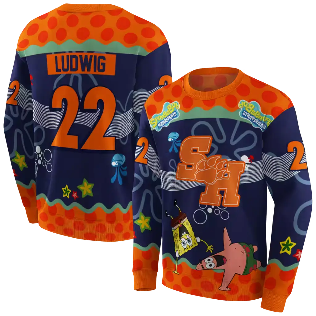 custom sam houston bearkats spongebob patrick star orange navy hoodie premium grade custom sam houston bearkats spongebob patrick star orange navy hoodie premium grade