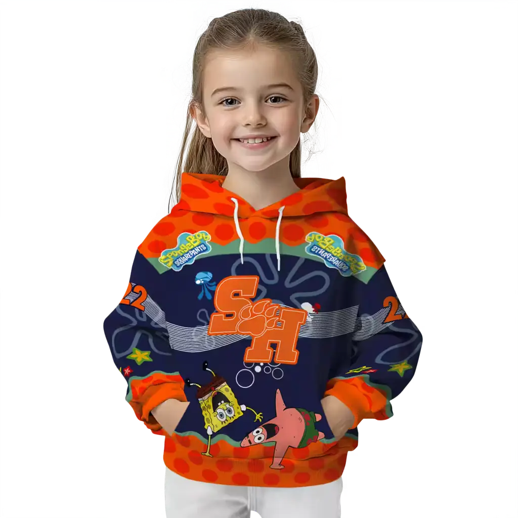 custom sam houston bearkats spongebob patrick star orange navy hoodie top rated custom sam houston bearkats spongebob patrick star orange navy hoodie top rated