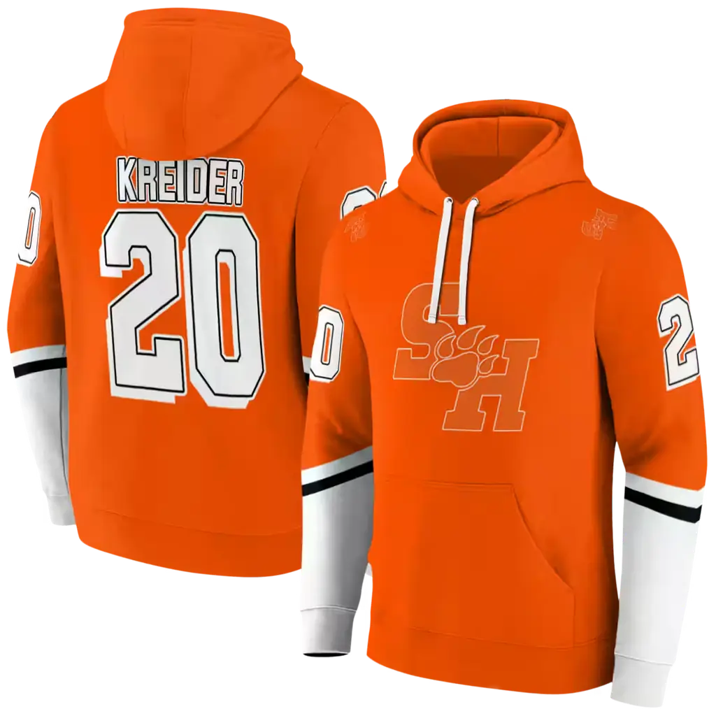 custom sam houston bearkats striped sleeves orange hoodie fashion forward custom sam houston bearkats striped sleeves orange hoodie fashion forward