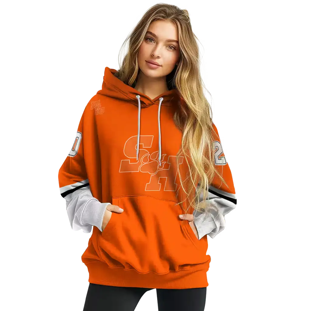 custom sam houston bearkats striped sleeves orange hoodie high quality custom sam houston bearkats striped sleeves orange hoodie high quality