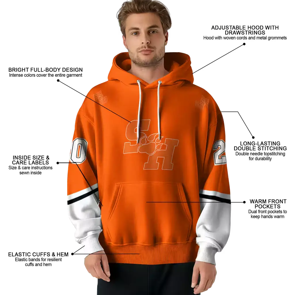 custom sam houston bearkats striped sleeves orange hoodie latest model custom sam houston bearkats striped sleeves orange hoodie latest model