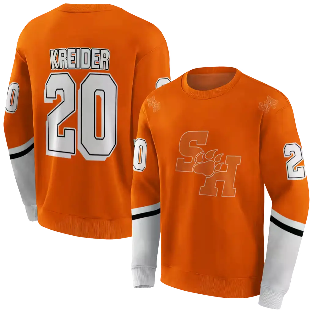 custom sam houston bearkats striped sleeves orange hoodie premium grade custom sam houston bearkats striped sleeves orange hoodie premium grade