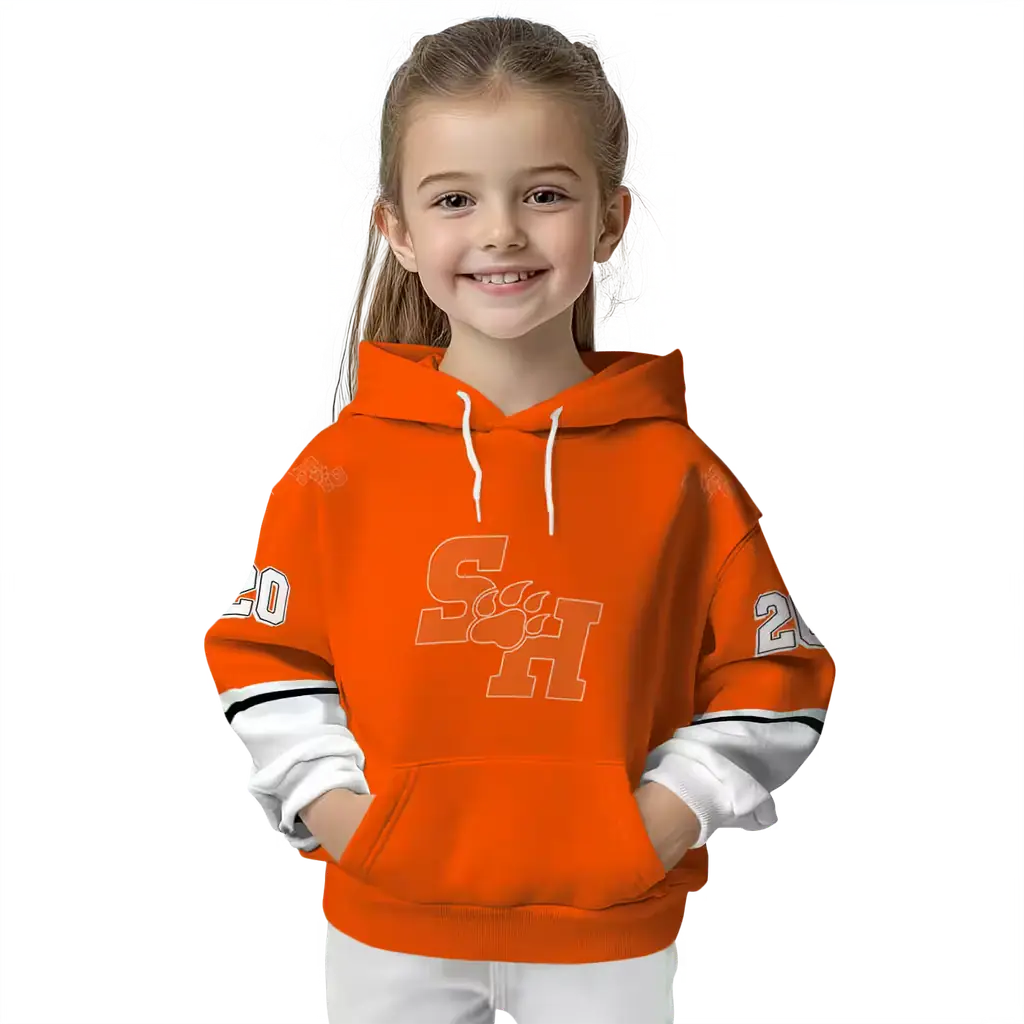 custom sam houston bearkats striped sleeves orange hoodie top rated custom sam houston bearkats striped sleeves orange hoodie top rated