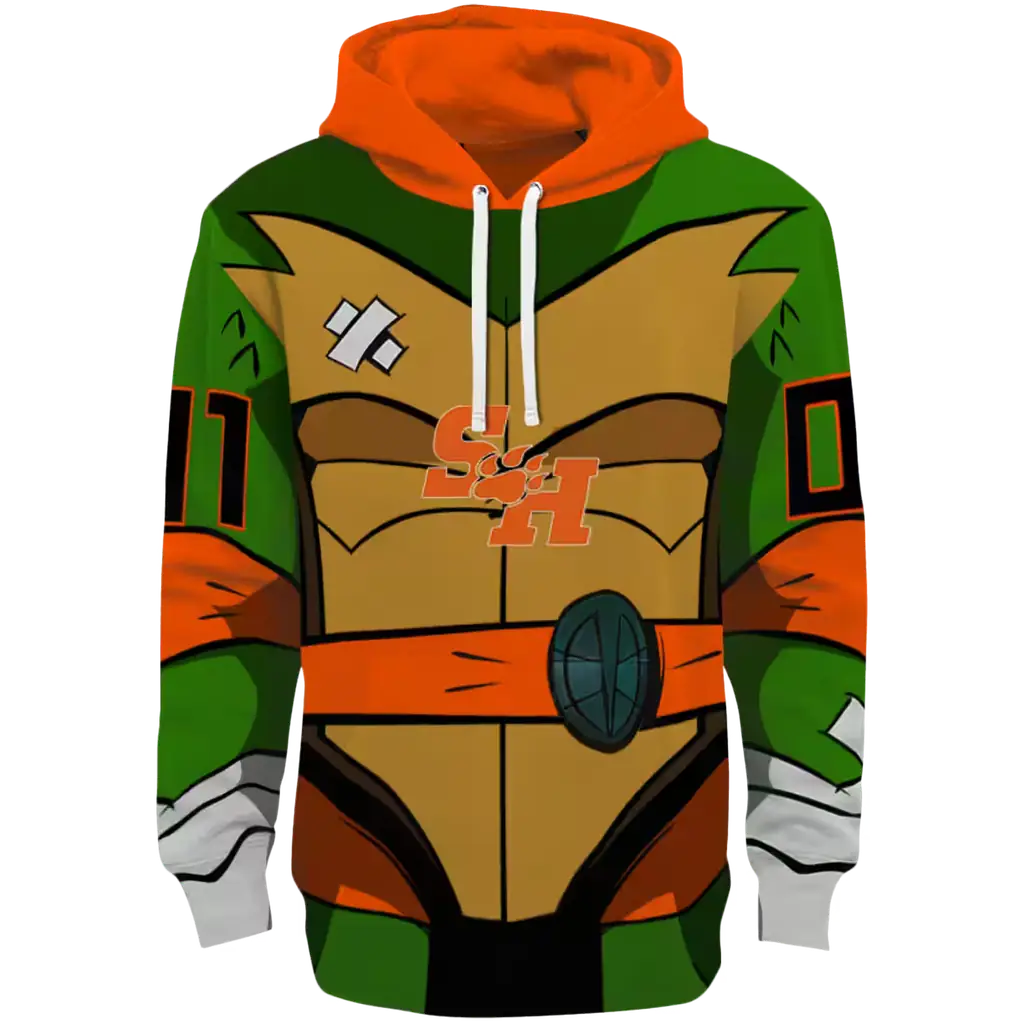 custom sam houston bearkats superhero armor orange green hoodie best selling custom sam houston bearkats superhero armor orange green hoodie best selling