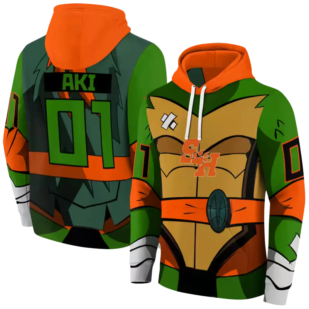 custom sam houston bearkats superhero armor orange green hoodie fashion forward custom sam houston bearkats superhero armor orange green hoodie fashion forward