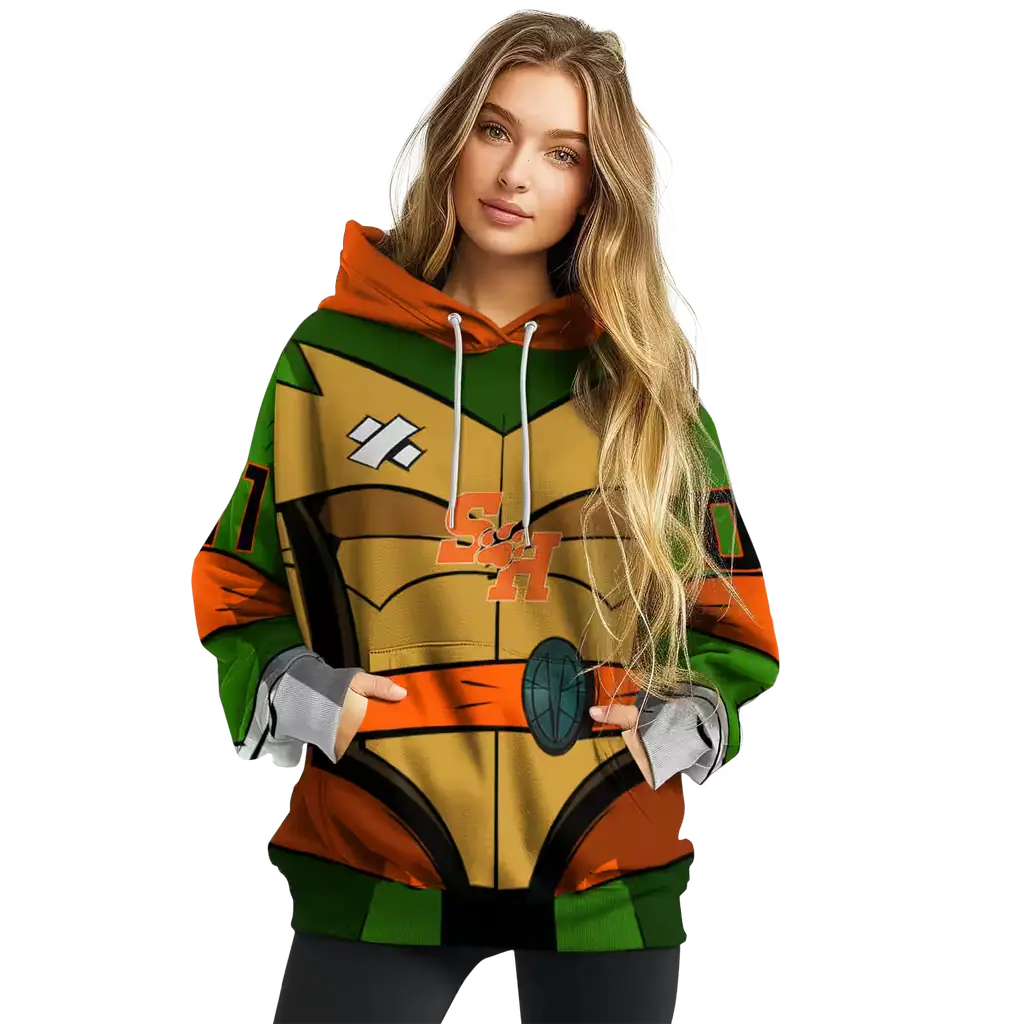 custom sam houston bearkats superhero armor orange green hoodie high quality custom sam houston bearkats superhero armor orange green hoodie high quality