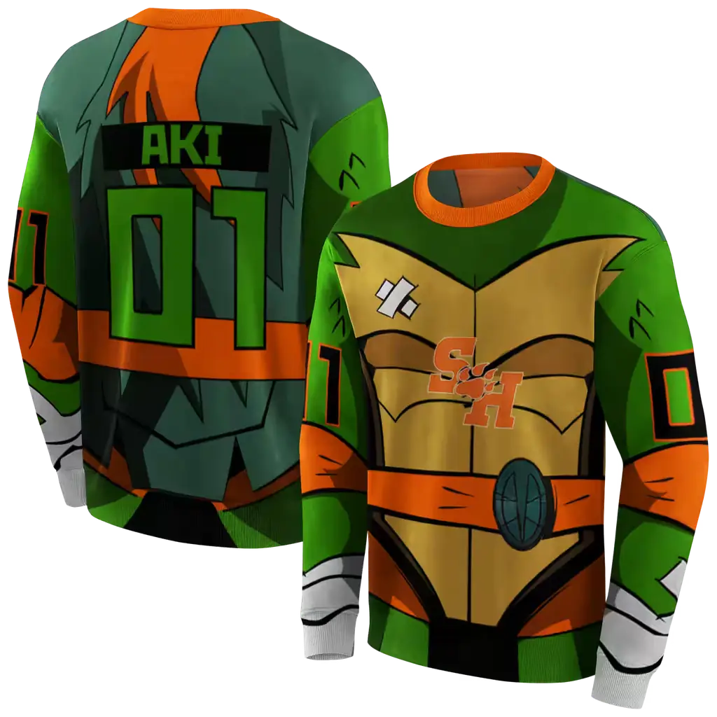 custom sam houston bearkats superhero armor orange green hoodie premium grade custom sam houston bearkats superhero armor orange green hoodie premium grade