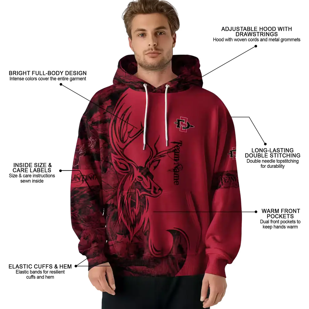 custom san diego state aztecs deer silhouette red hoodie latest model custom san diego state aztecs deer silhouette red hoodie latest model