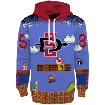 custom san diego state aztecs mario blue black hoodie best selling