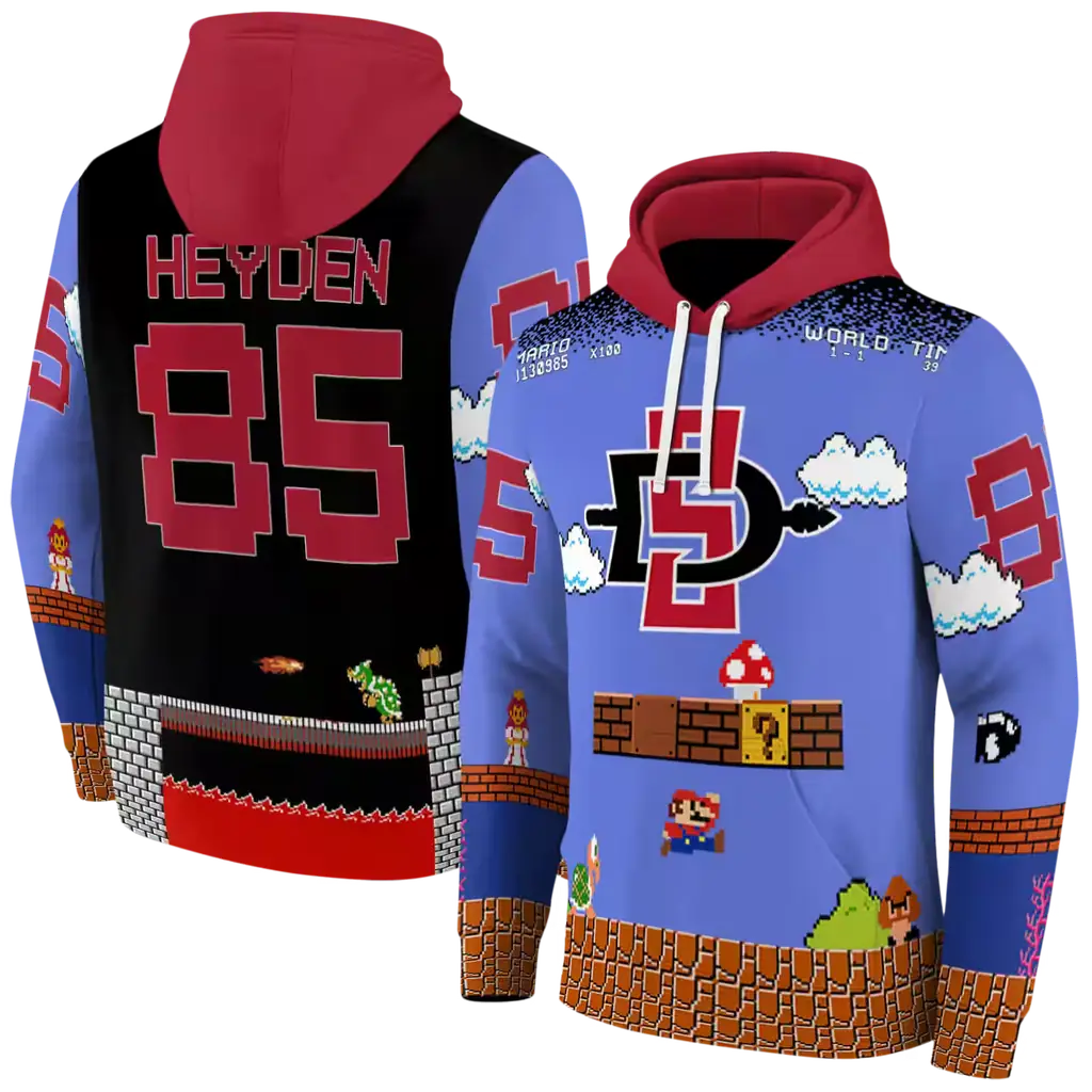 custom san diego state aztecs mario blue black hoodie fashion forward custom san diego state aztecs mario blue black hoodie fashion forward