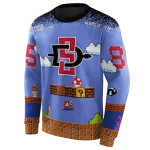 custom san diego state aztecs mario blue black hoodie best selling