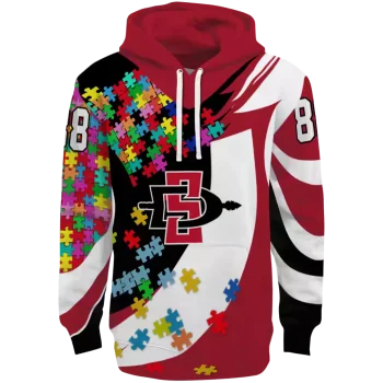 custom san diego state aztecs puzzle pieces red hoodie best selling
