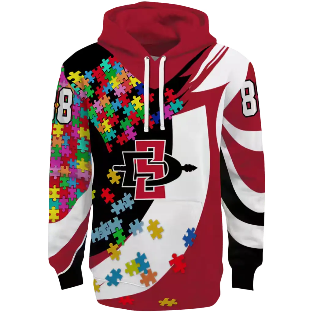custom san diego state aztecs puzzle pieces red hoodie best selling custom san diego state aztecs puzzle pieces red hoodie best selling